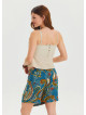 Double Breasted Elastic Waist Petrol Summer Trousers 4546